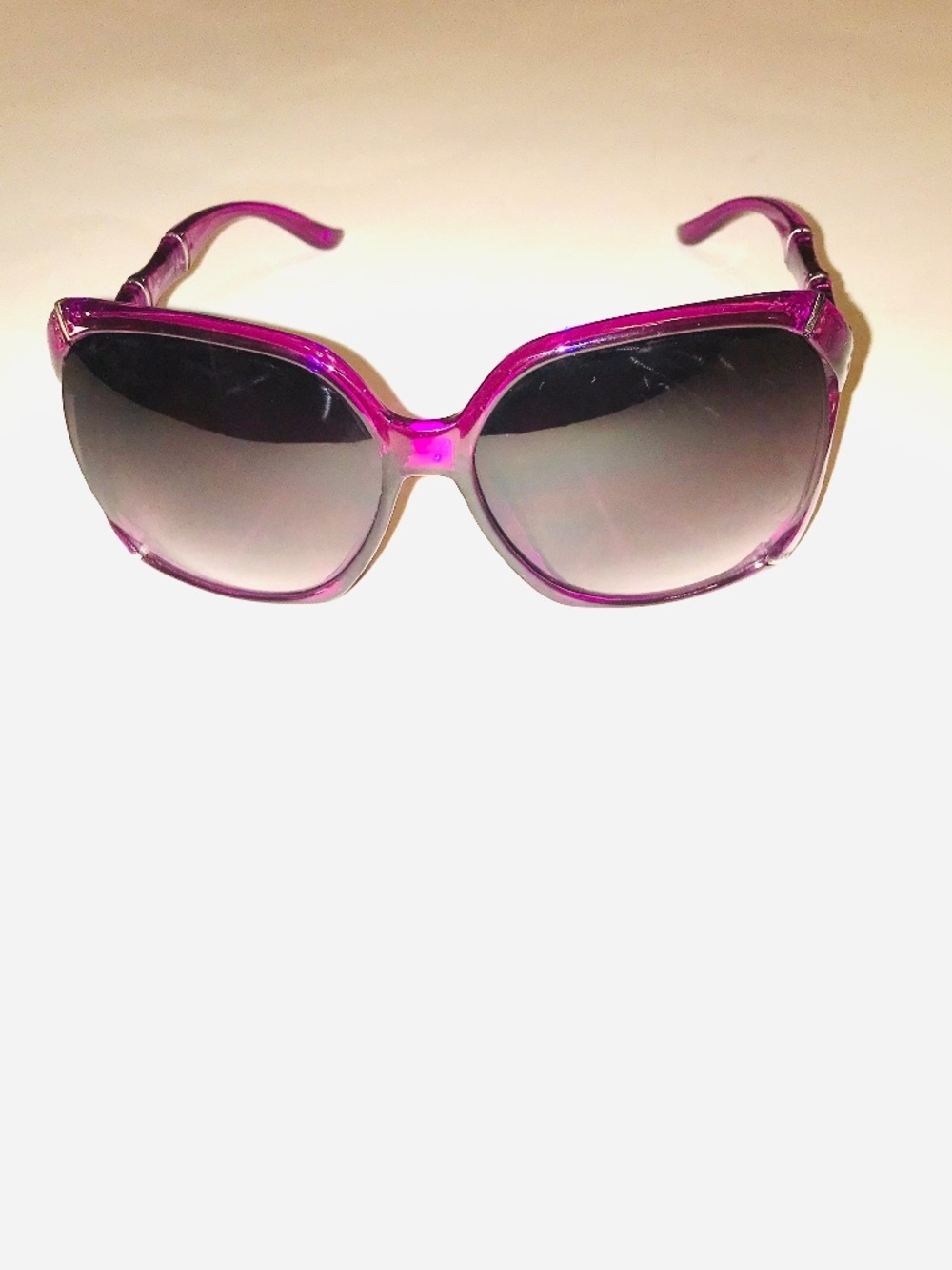 Purple Retro Cyber Sunglasses Silver Notch Detail Black Lens Oval Circle Y2K